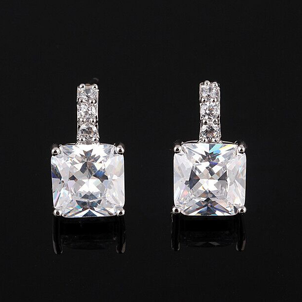 Fashion Top CZ Cubic Zircon Crystal Stud Earrings