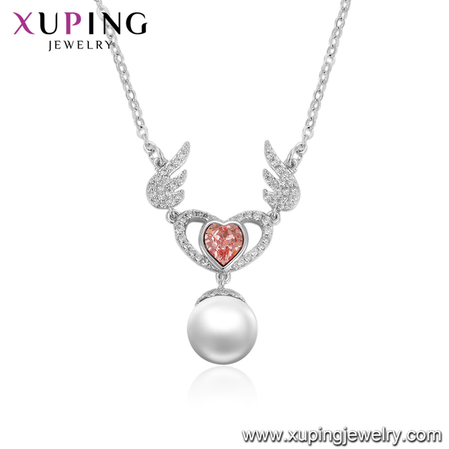 44184 Xuping Fashioned Crystals From Swarovski Bar White Gold Plated Necklace Jewelry