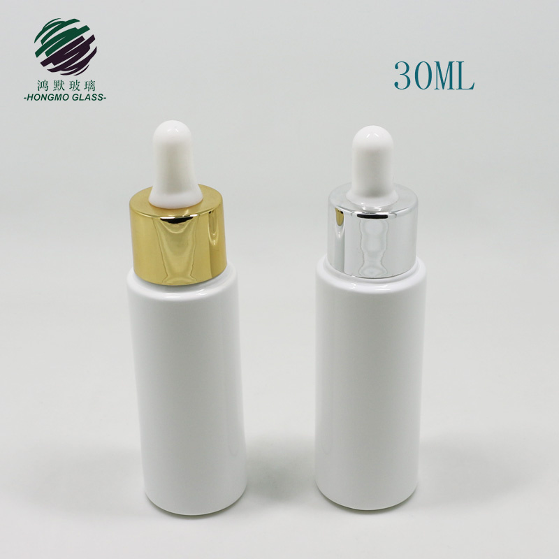 1 Oz White Colored Empty Serum Glass 30ml Bottle with Dropper