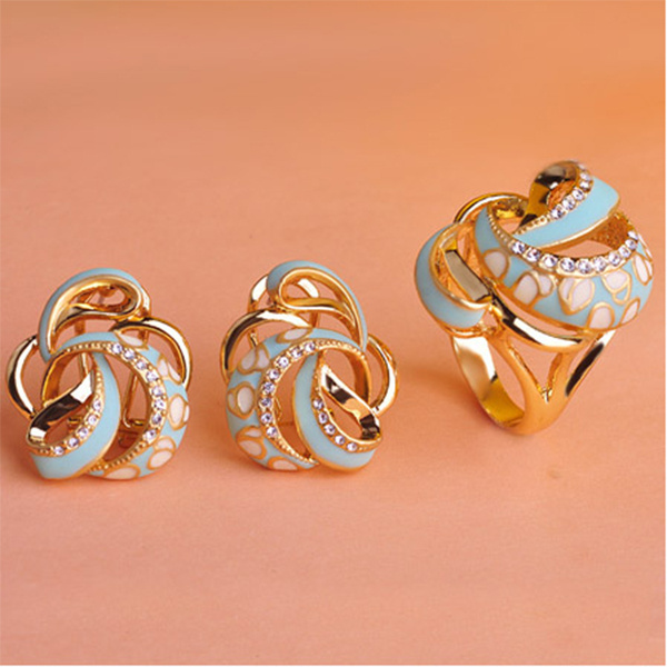 Flower Style 925 Silver Jewelry with Enamel Crystal Wedding Jewelry