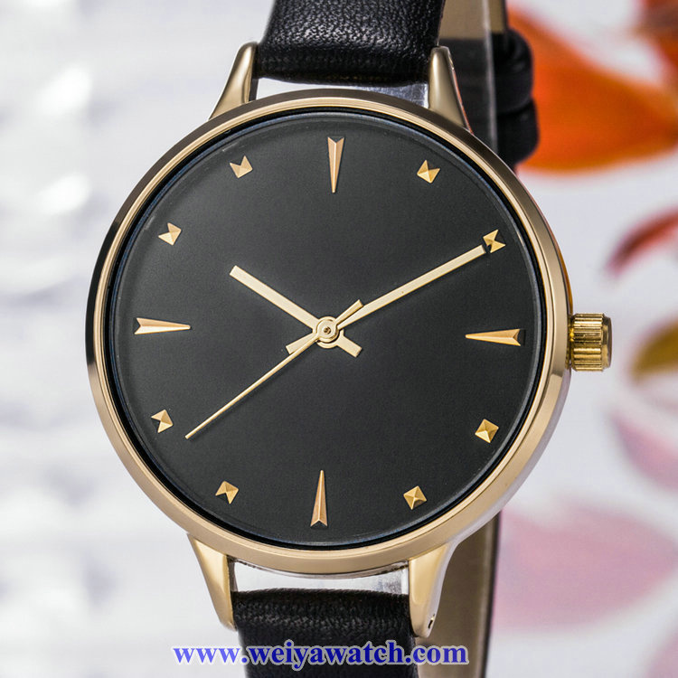 OEM Leather Strap Lady Quartz Wist Watch, Ladies Watches (WY-17028B)