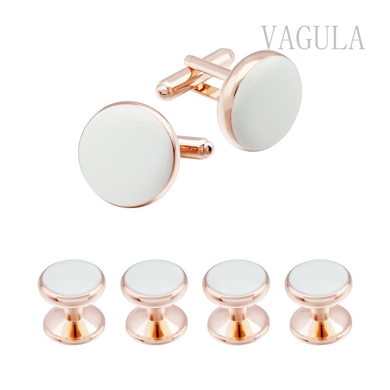 VAGULA 6PCS Set Men Jewelry Accessory Enamel Tuxedo Studs Cufflinks