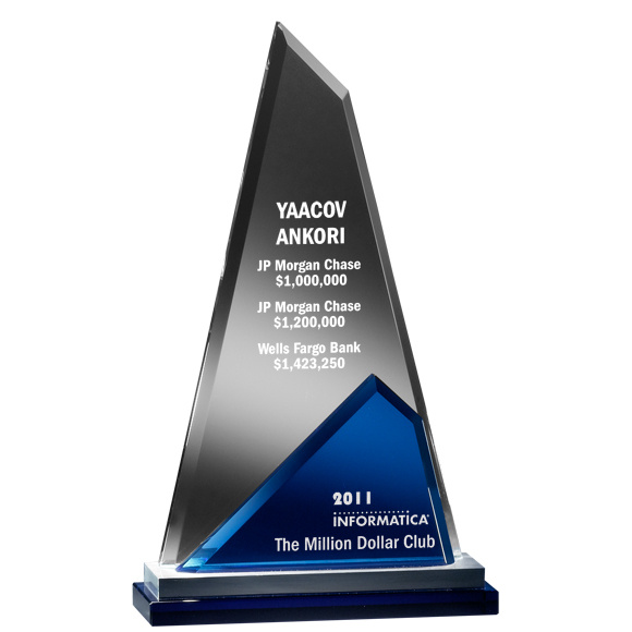 Transparent Triangular Crystal Trophy.