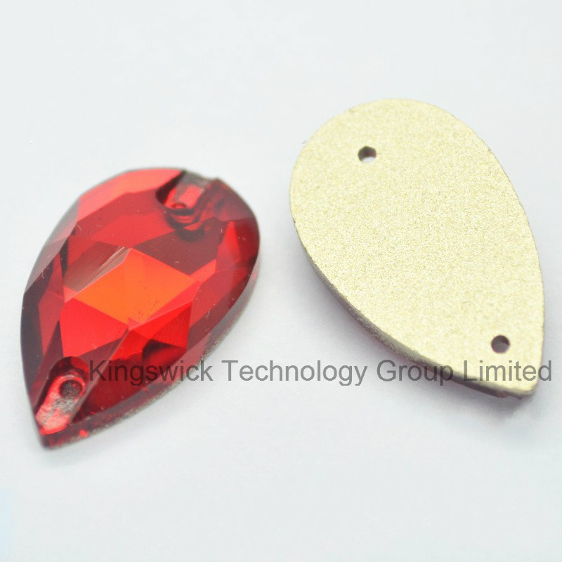 Flat Back Tear Drop 17X28mm Red Rhinestone