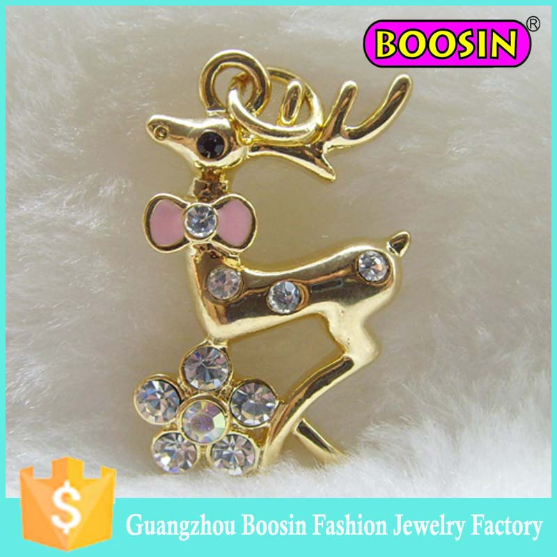 Fashion CZ Stones Dear Charm Gold Sika Deer Pendant #18457