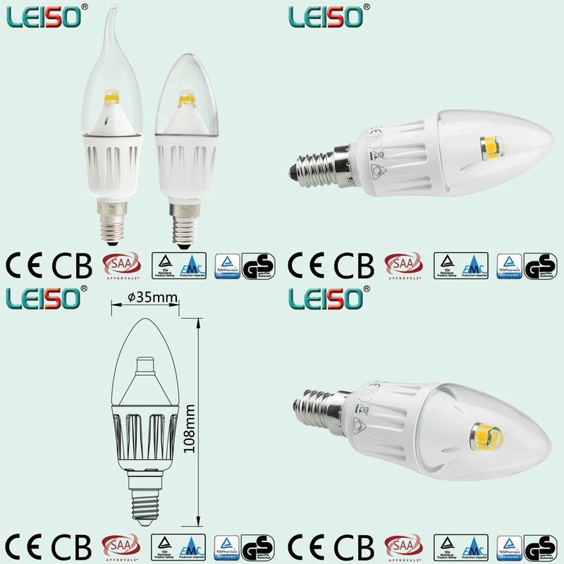 Unique 4W CREE Chip E14 Scob LED Candle Lamp (LS-B304-CWWD/CWD)