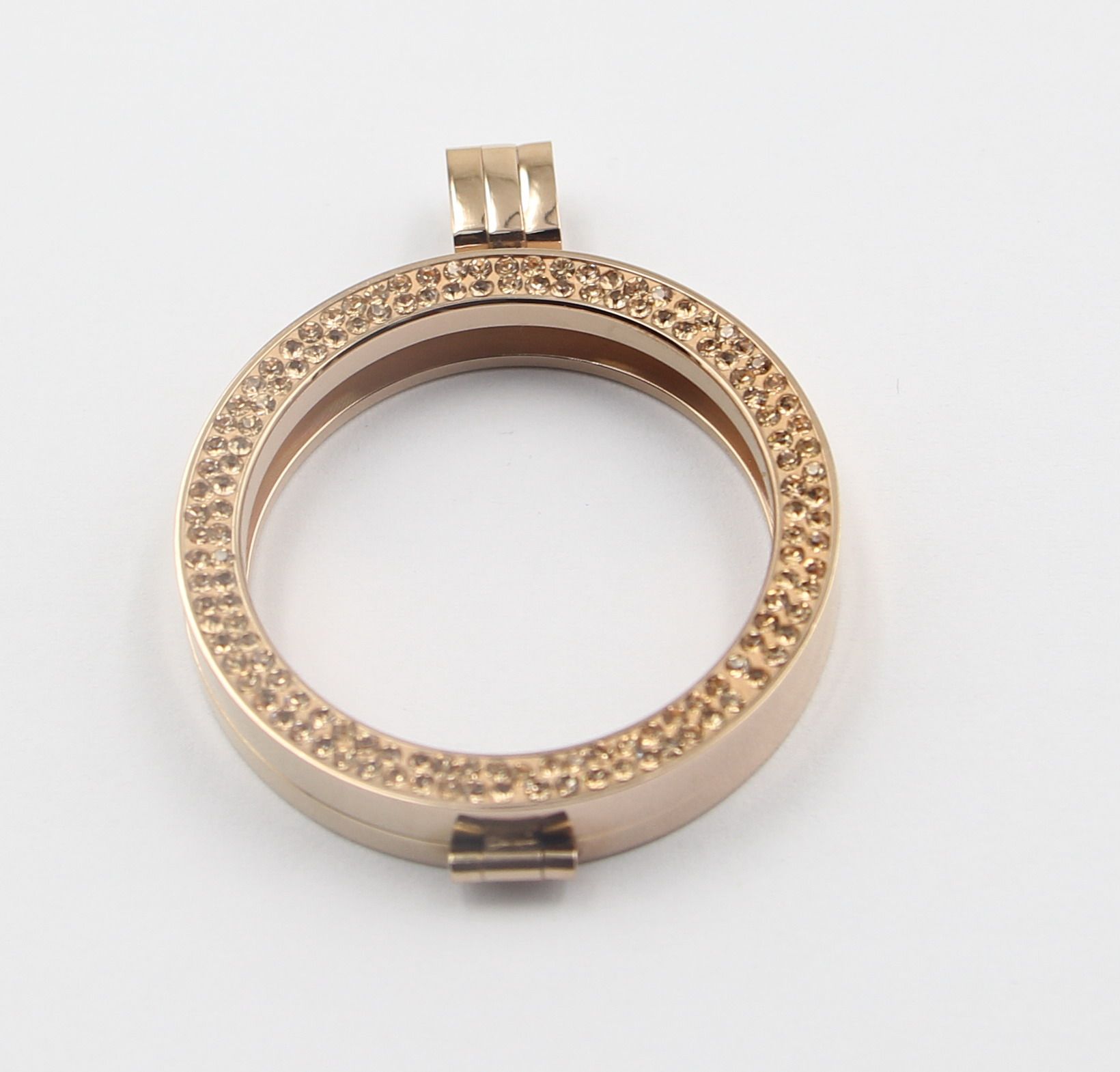 33mm Multicolor Crystal Glass Floating Lockets for Necklace