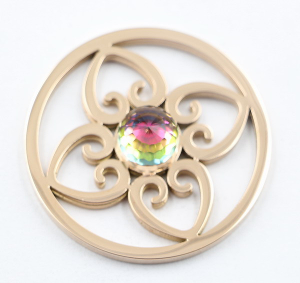 Flower Coin Plate with Color Crystal