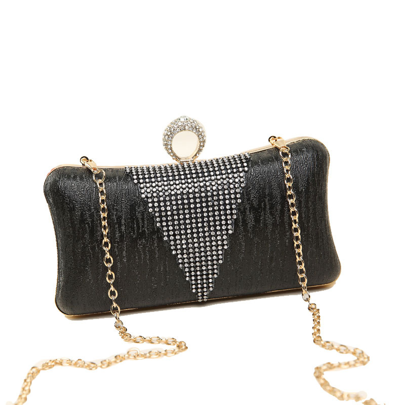 2017 Newest Fashion Shining Box Chain Diamond Ring Clutch Bag