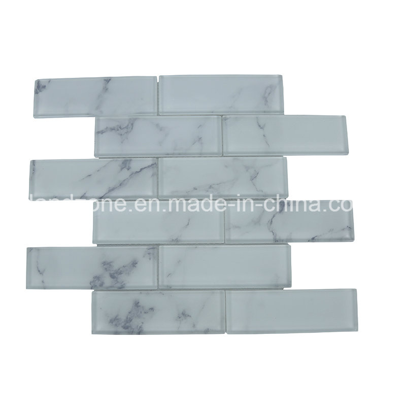 White Carrara Brick Glass Crystal Mosaic Tile