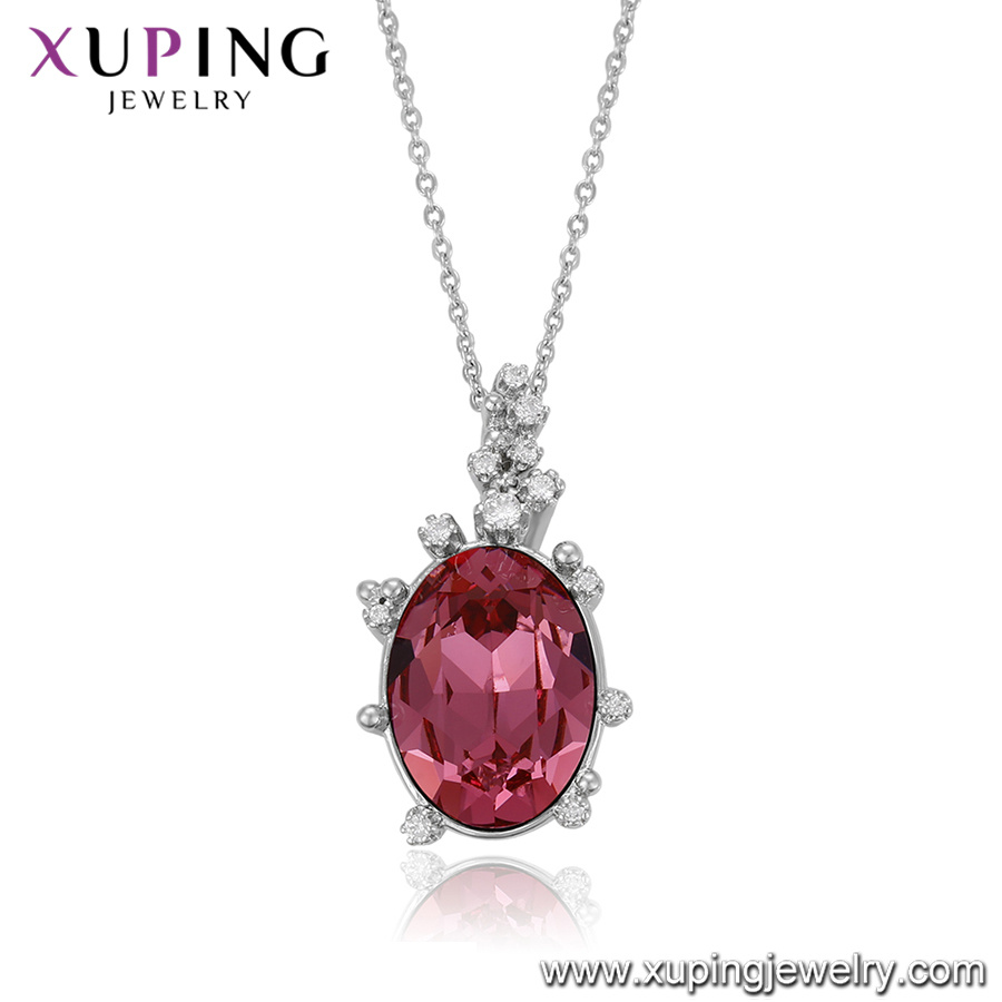 43833 Xuping Saudi Gold Necklace Crystals From Swarovski Charms Stone Pendant Necklace Jewelry