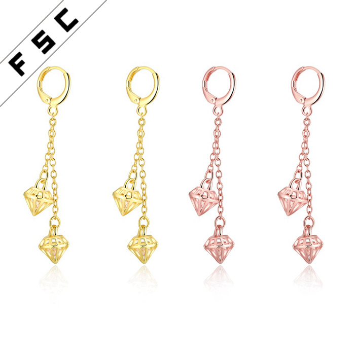 Fashion Accessories Gold Plated Cubic Zirconia Women Dangle Earrings