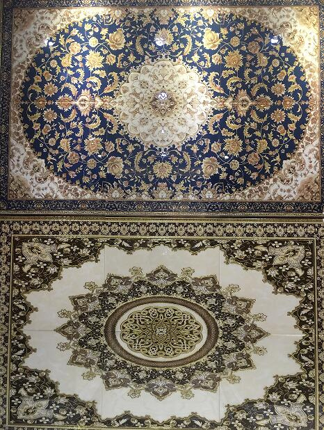 Golden Polished Artist Ceramic Crystal Carpet Loving Room Floor and Wall