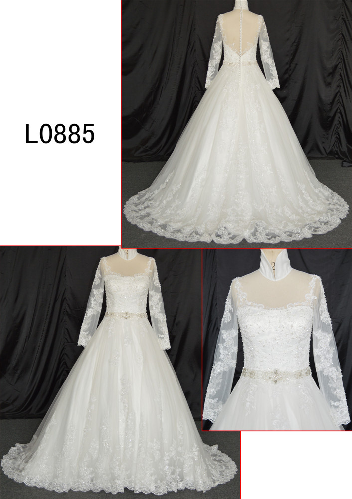 High Neckline Wedding Dress Long Sleeve Wedding Dress Ball Gown