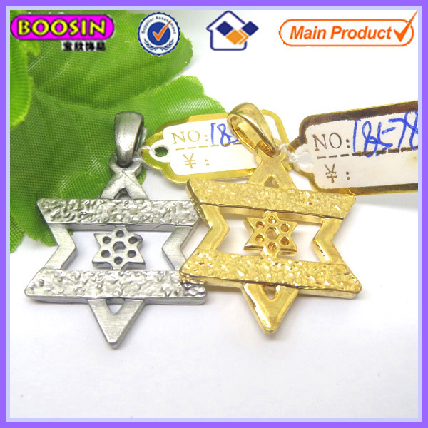 Gold Metal Star of David Pendant Charm #18578