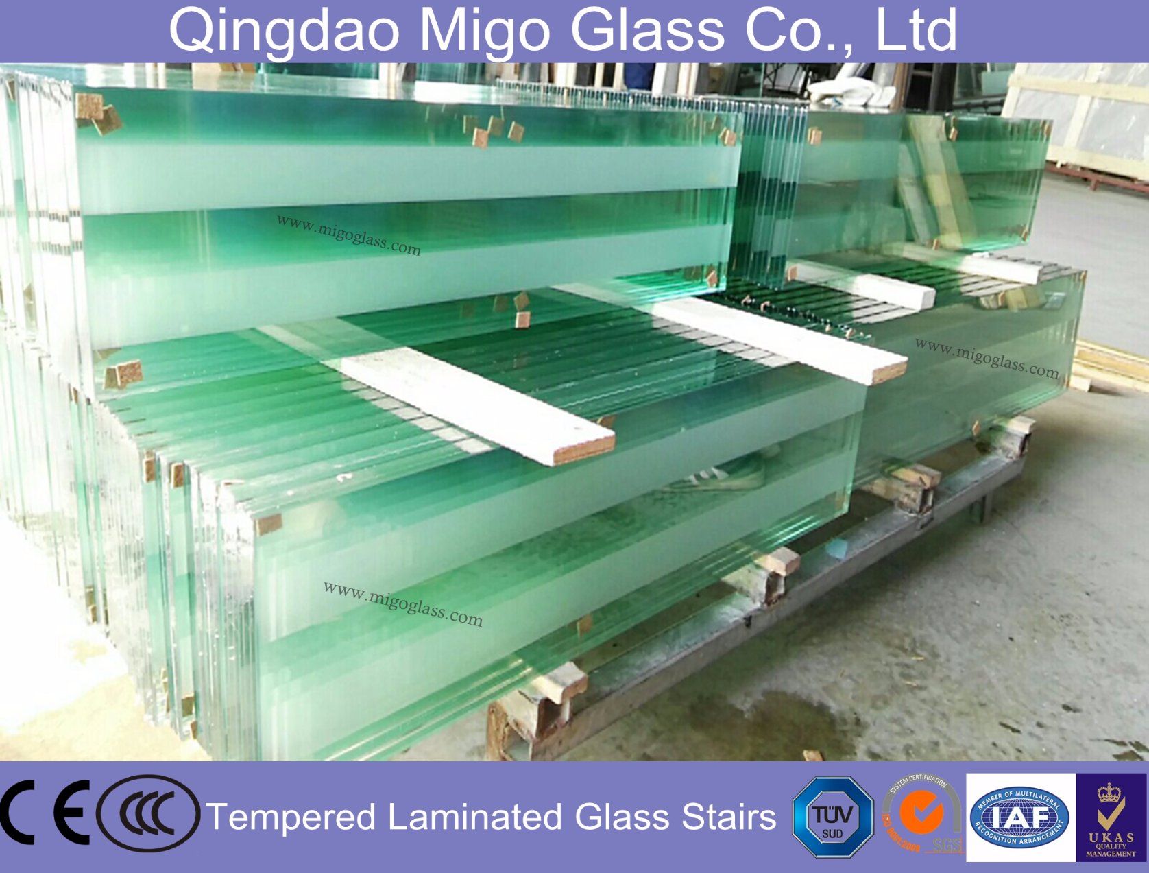 Interior Decorative Tempered Laminated Safety Glass Stairs