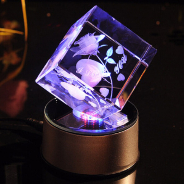 Design Customized Holiday Gift 3D Laser Engraved Crystal Roses