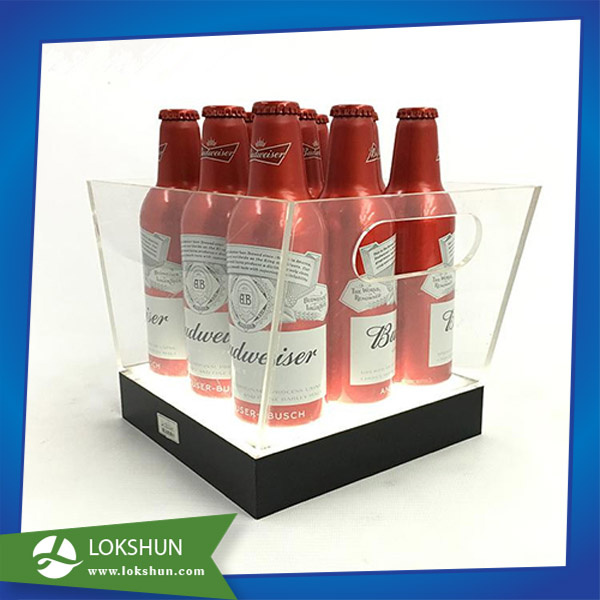 Clear LED Lighted Liquor Bottle Display for Wine Promotion