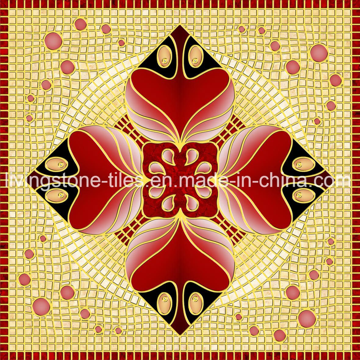 Red and Golden Luxurious Puzzle Tile Are Popular in Muslim Family