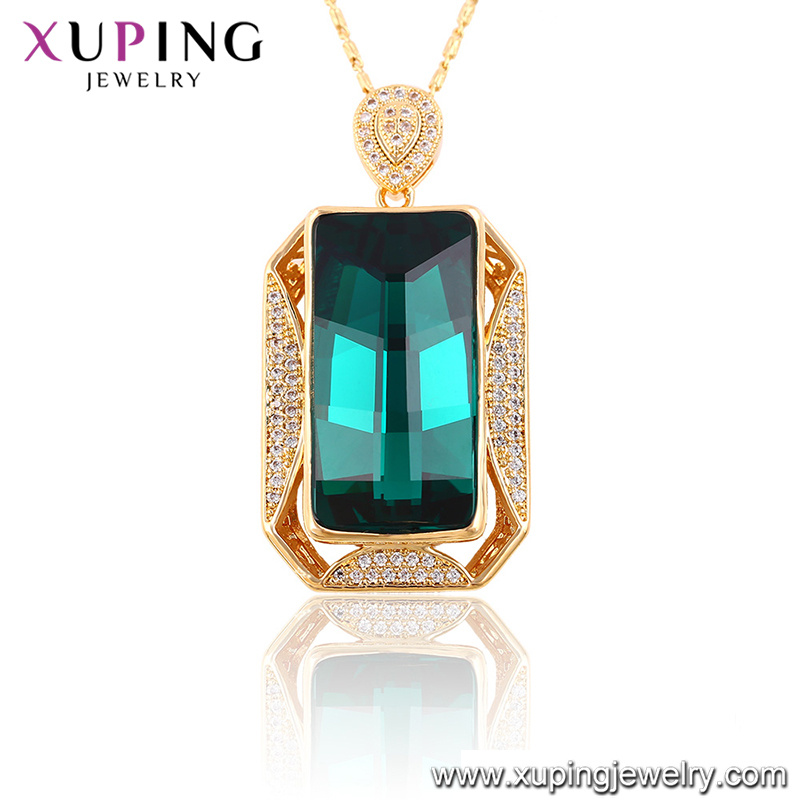 32607 Charming Gemstone Pendant Jewelry Indian Gold Plated Pendant Necklace Crystals From Swarovski