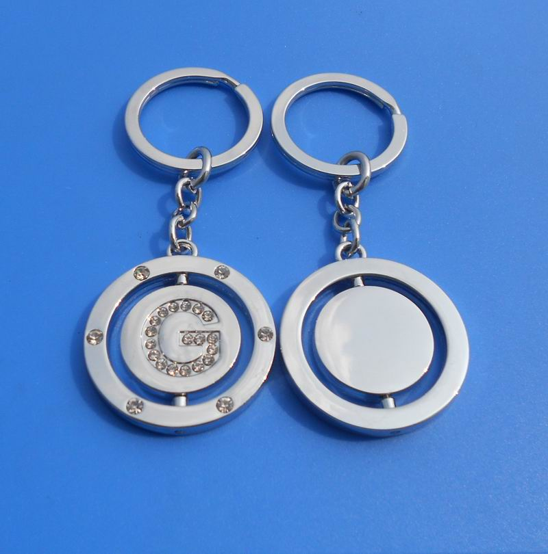 Rotated Spinning Metal Keychain Rhinestone Around Decoration Keychain