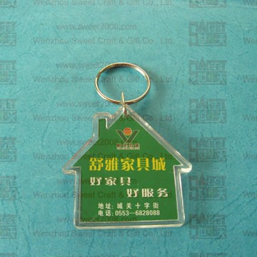 House Shape Plastic Photo Insert Keychain (KYC23091)