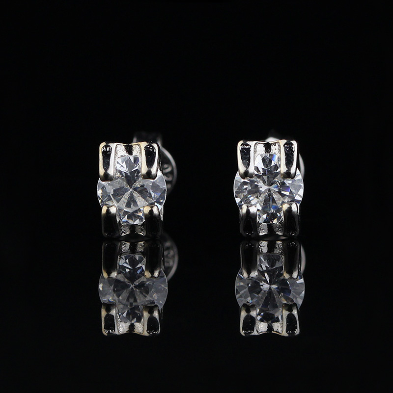 Cubic Zirconia Single Stone Gold Stud Earrings Mjce024