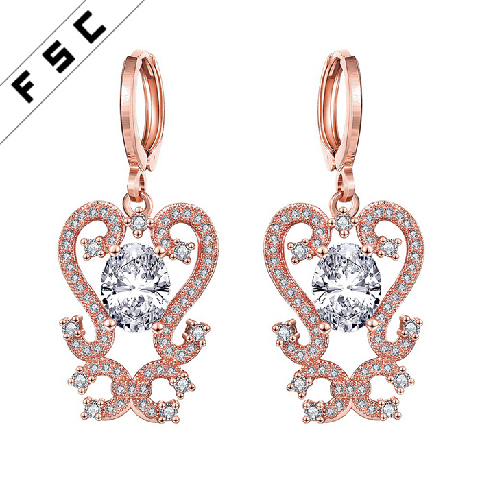 Classical Zircon Gold Plated Animal Shape Dangle Drop Earrings