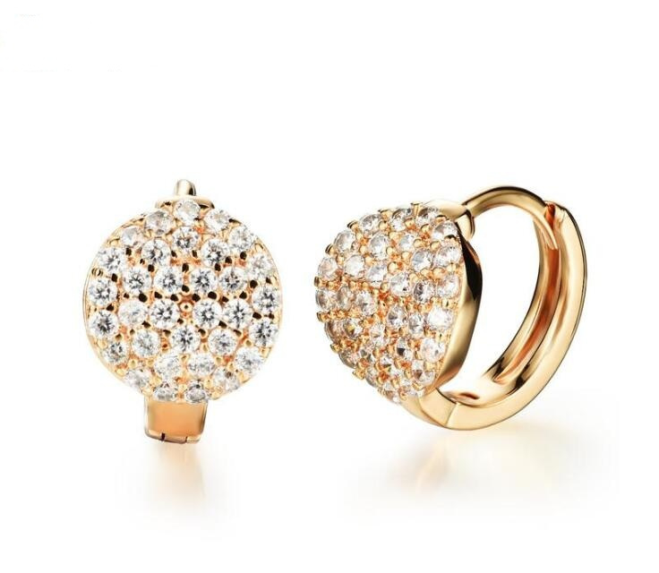 Hot Sale New 18K Gold Color Cubic Zircon Micro Paved Full CZ Hoop Earrings for Women Jewelry D'oreille