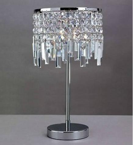 Metal Table Lamp with Crystal Shade (WHT-307)