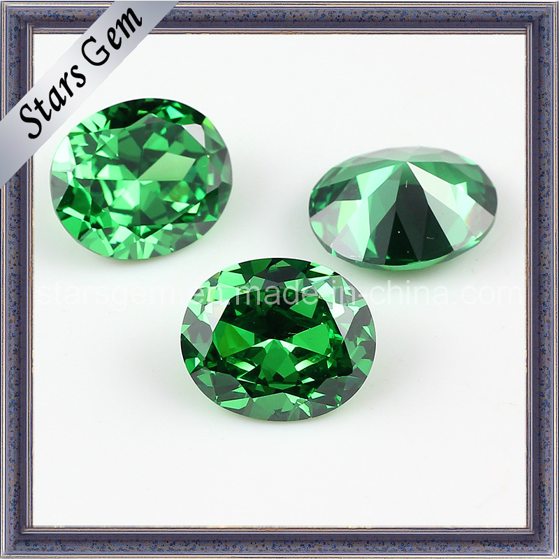 Emerald Color 6*8mm Brilliant Cut Oval Shape Cubic Zirconia