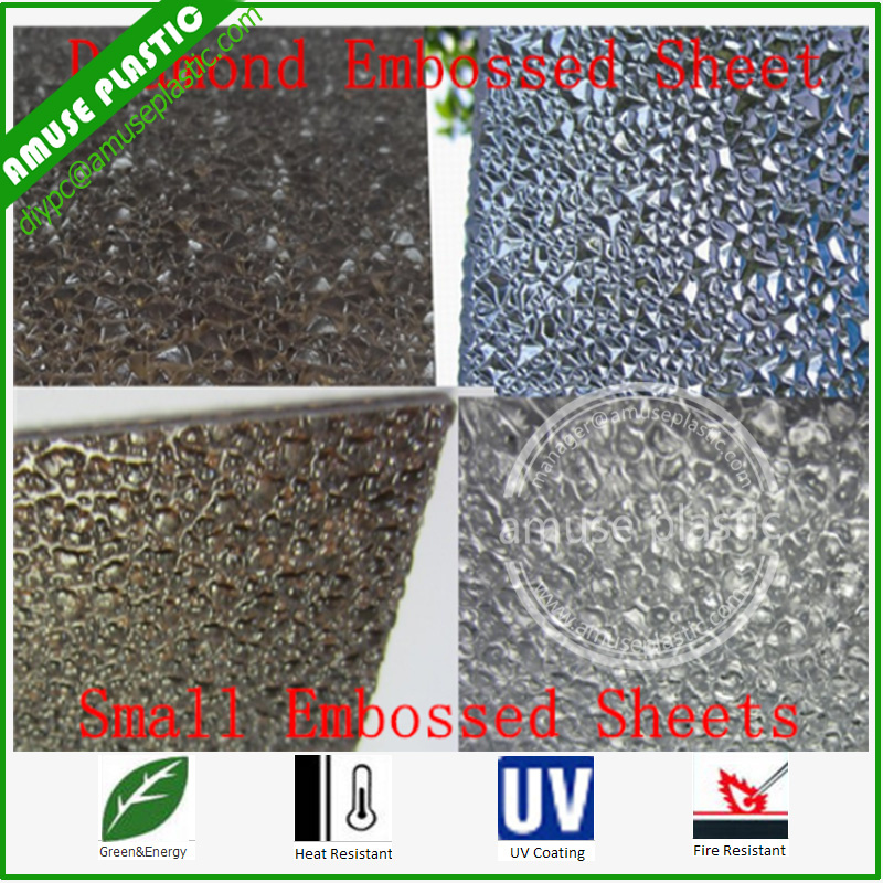 4'x8'3.5mm Raindrop Texture Crystal Embossed Polycarbonate Sheet for Bath Room