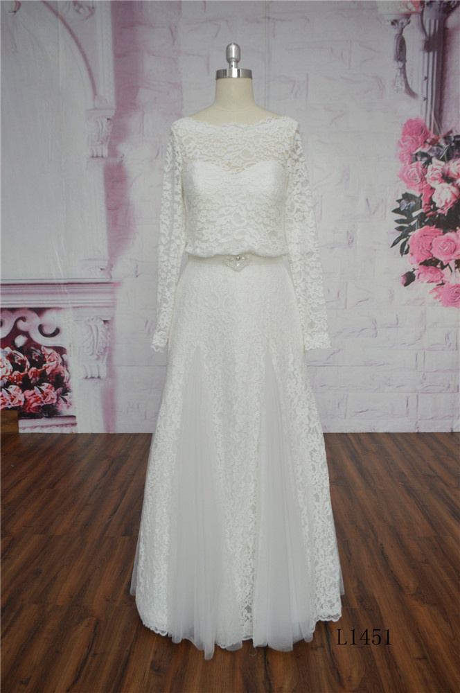 Long Sleeve A-Line Wedding Dress Lace