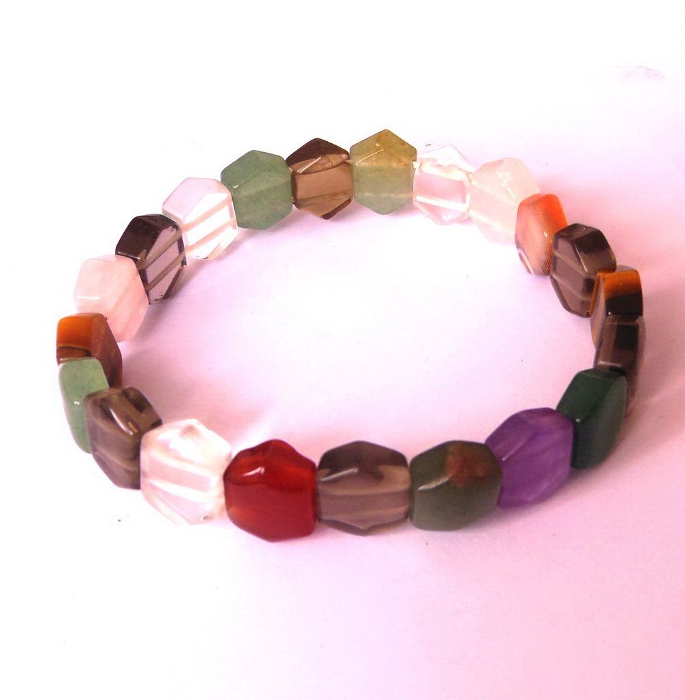 Semi Precious Stone Multi Color Diamond Shape Bracelet