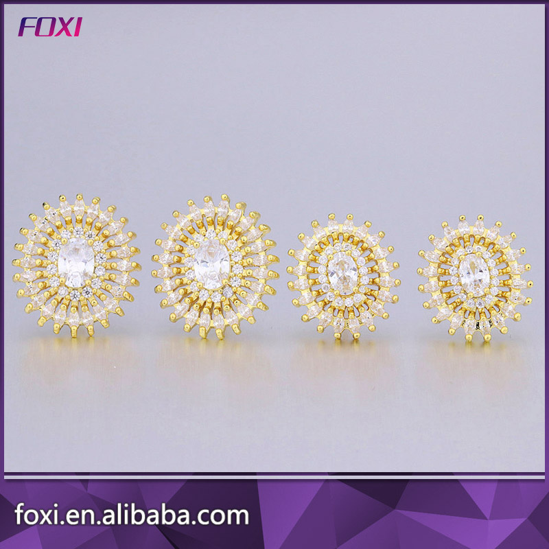 Clear Stone Gold Brazilian Jewelry Stud Earrings