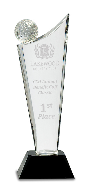 Crystal Golf Trophy Black Base