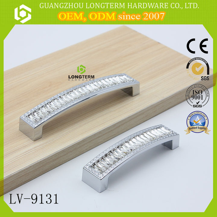 Golden Plate Arch Crystal Zamak Cabinet Cuoboard Handle