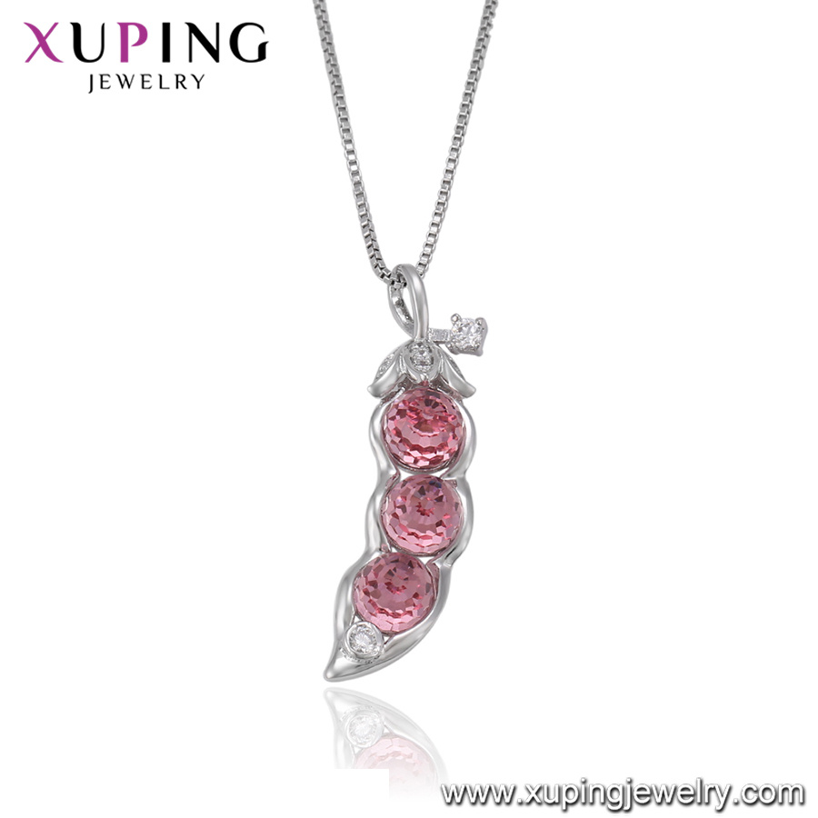 Necklace-00484 Xuping Simple Shape Crystals From Swarovski White Gold Plated Leaf Necklace