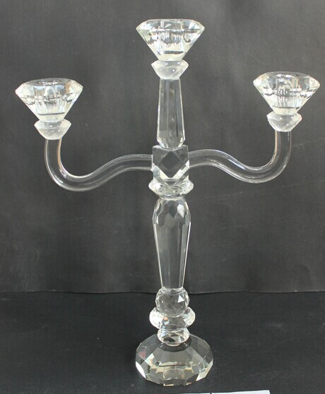 Crystal Candle Holder with Three Poster for Wedding Decoration