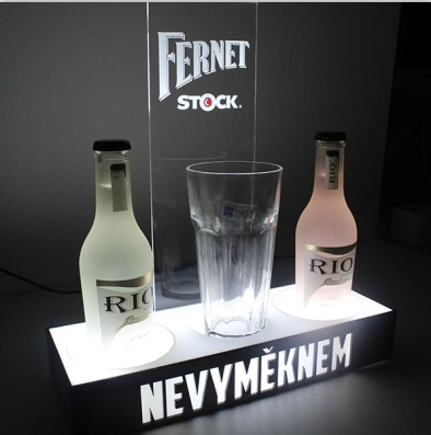 LED Single Acrylic Wine Bottle Holder with Sign