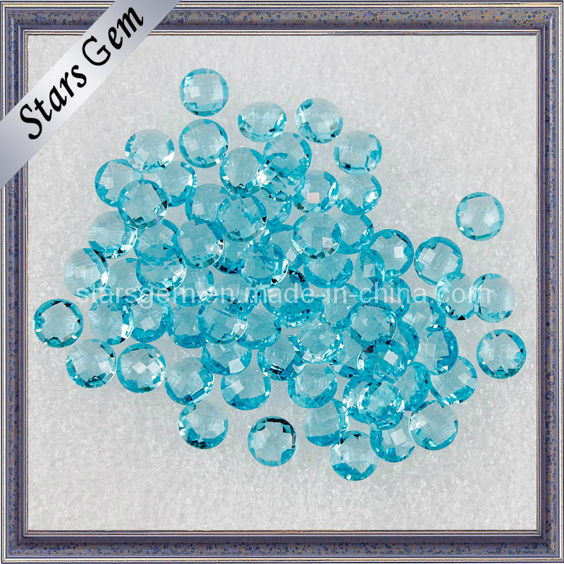 Beautiful Checker Cut Round Gem Glass Bead