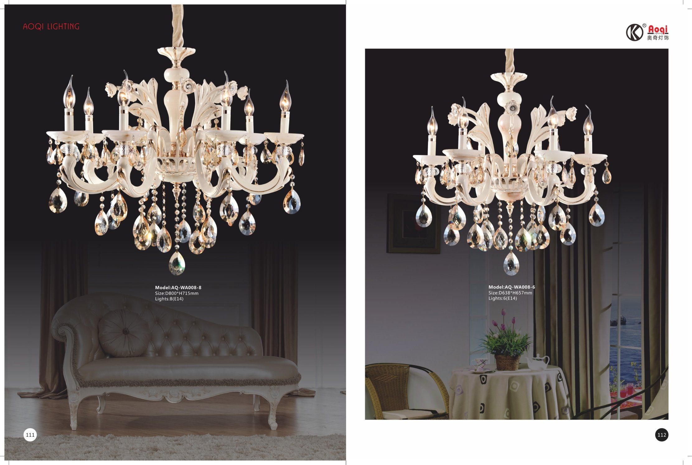 Jade Luxury Golden and White Crystal Chandelier Light