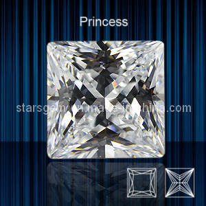 White Color Square Shape Princess Cut Cubic Zirconia