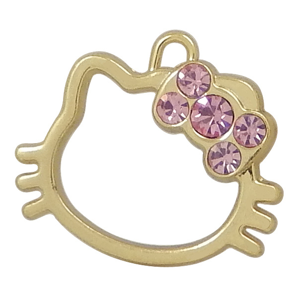 Customized Metal Kitty Cat Charms with Crystal