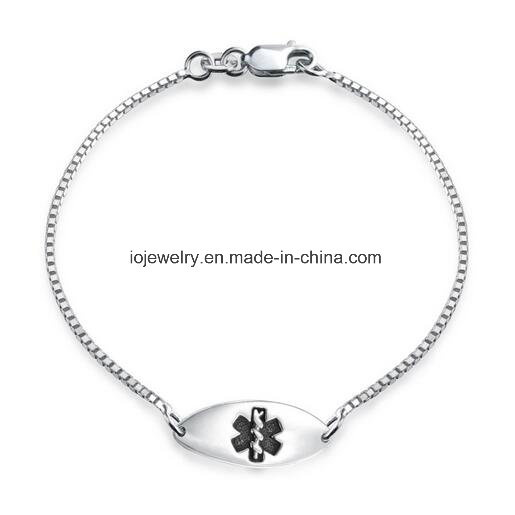 Chrildrens ID Tag Medical Alert Box Chain Bracelet