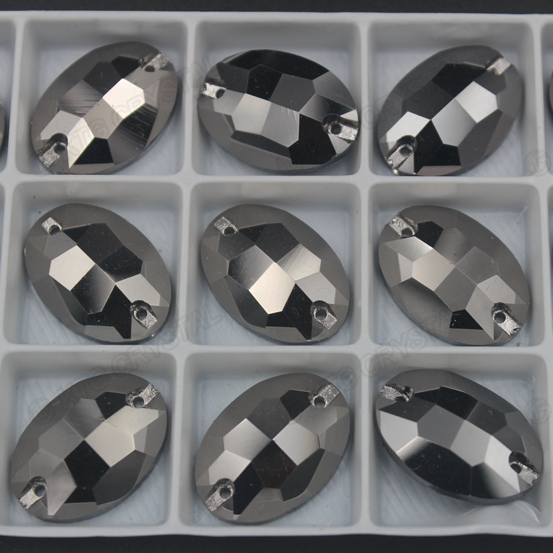 Shining Oval Rhinestone Stone Button Sew on Crystal Beads for Wedding Dress