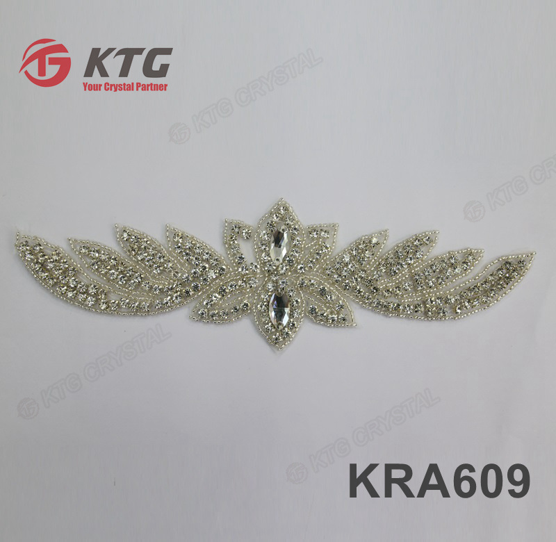 High Quality Handmade Wedding Dress Diamond Rhinestone Applique Sash