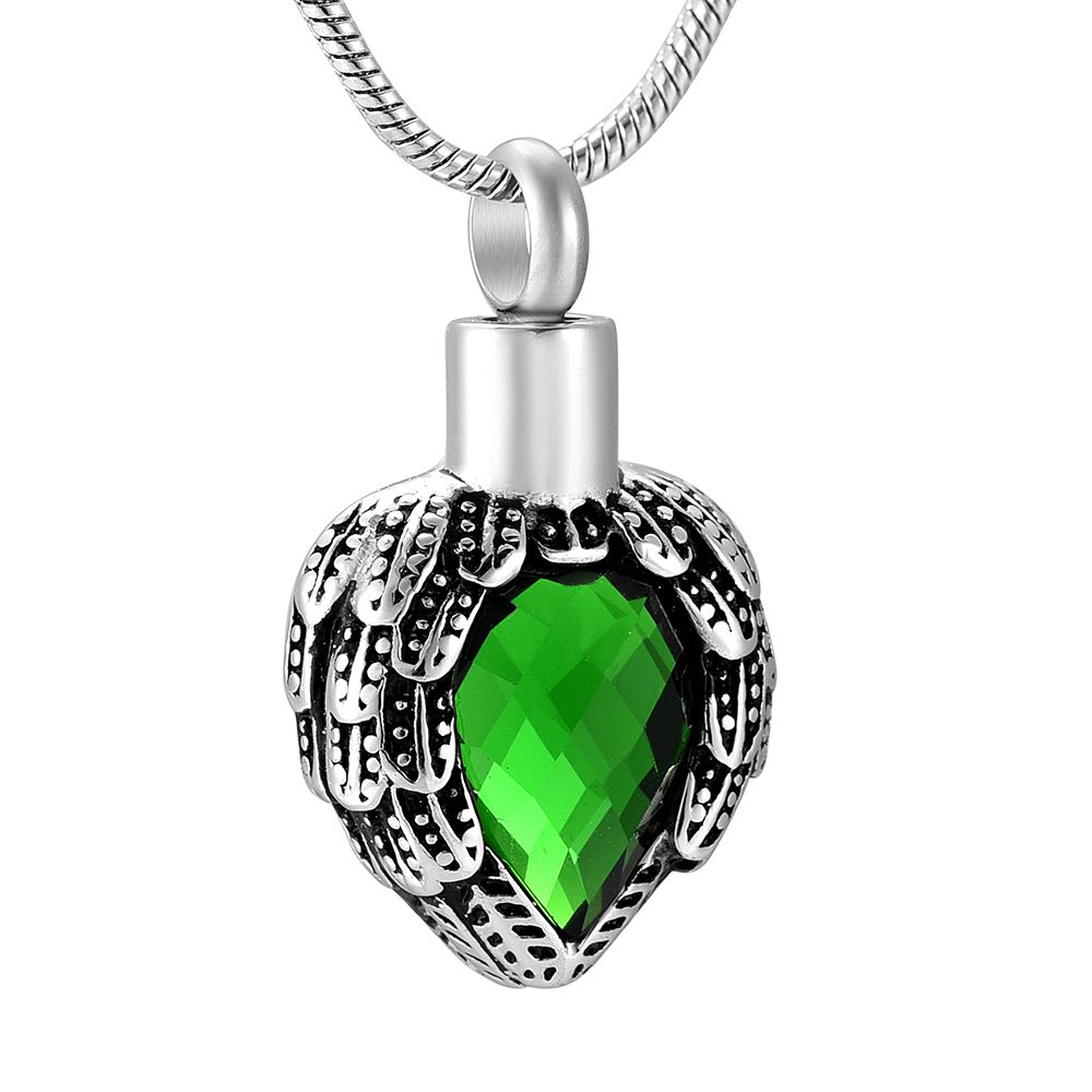 Fashion Angel Wing Wrapped Teardrop Crystal Cremation Urn Necklace
