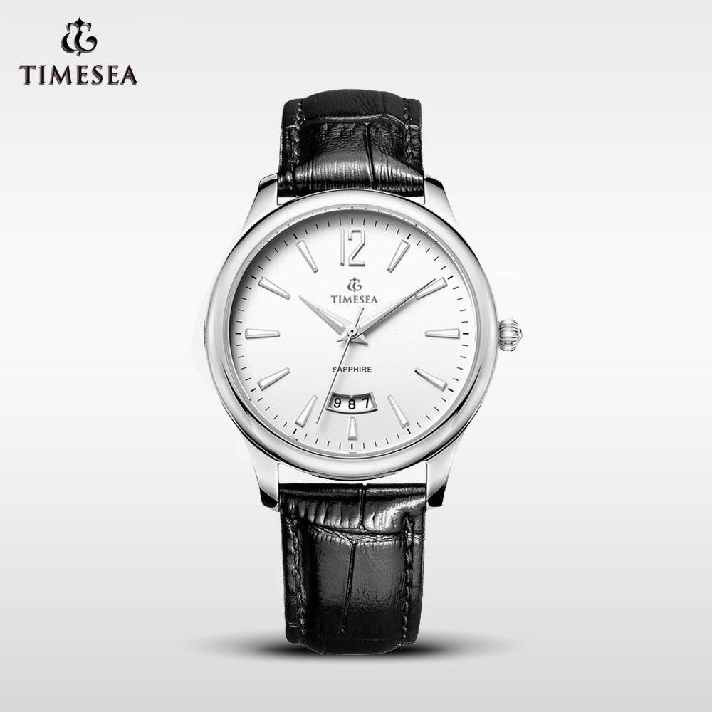 Stainless Steel Watch Men Leather Strap Luxury Man Wristwatch 72128