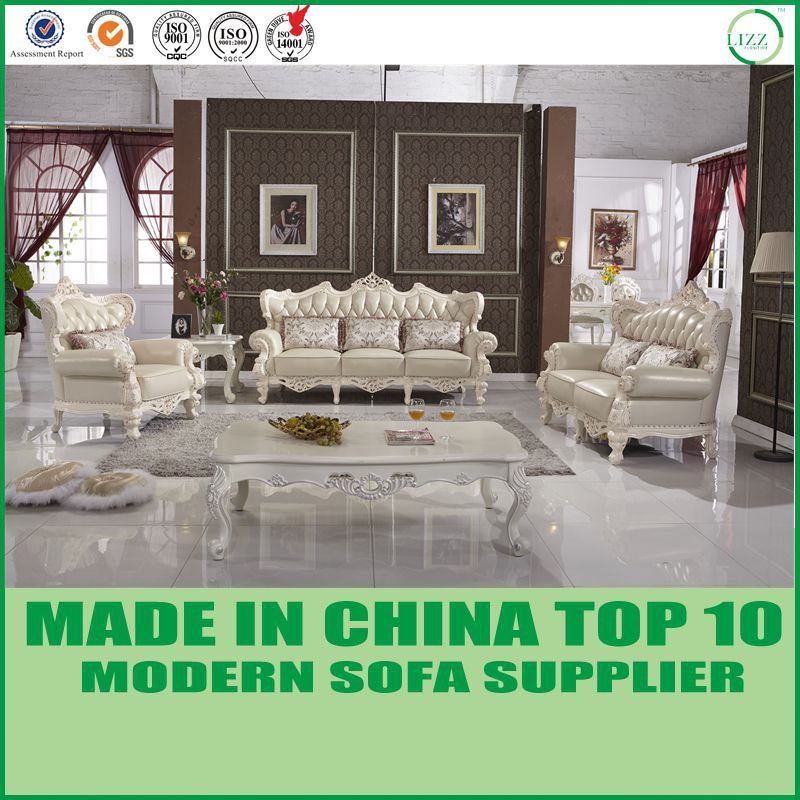 Living Room Royal Button Tufted Leather Sofa Set